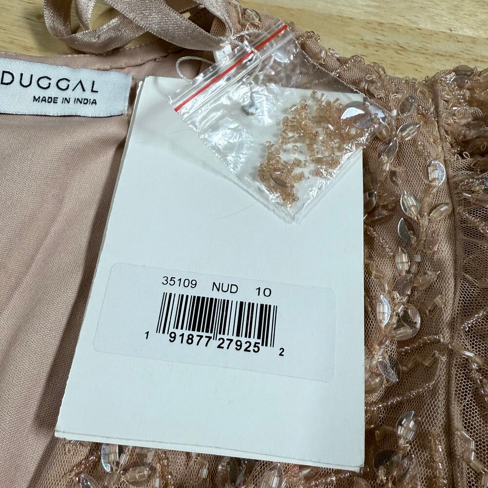 Mac Duggal NWT Pink Embellished Flutter Sleeve Gown Size 10 V-Neck Short Sleeve - Picture 6 of 10